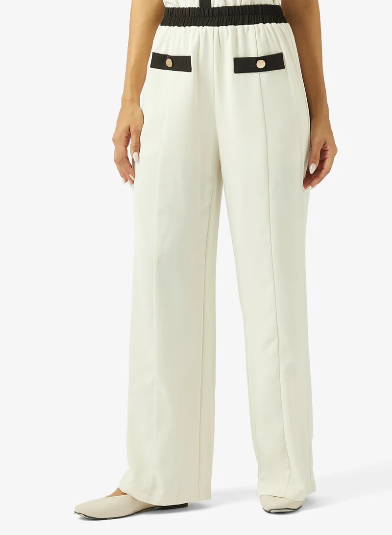 Ginger  Monochrome Button Up Vest & Straight Fit Pant Coord Set for Women | Best Price UAE